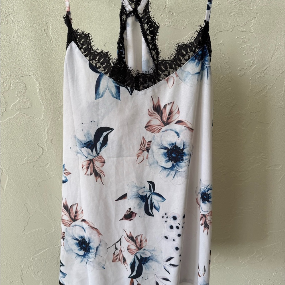 Floral Lace Trim Cami Top